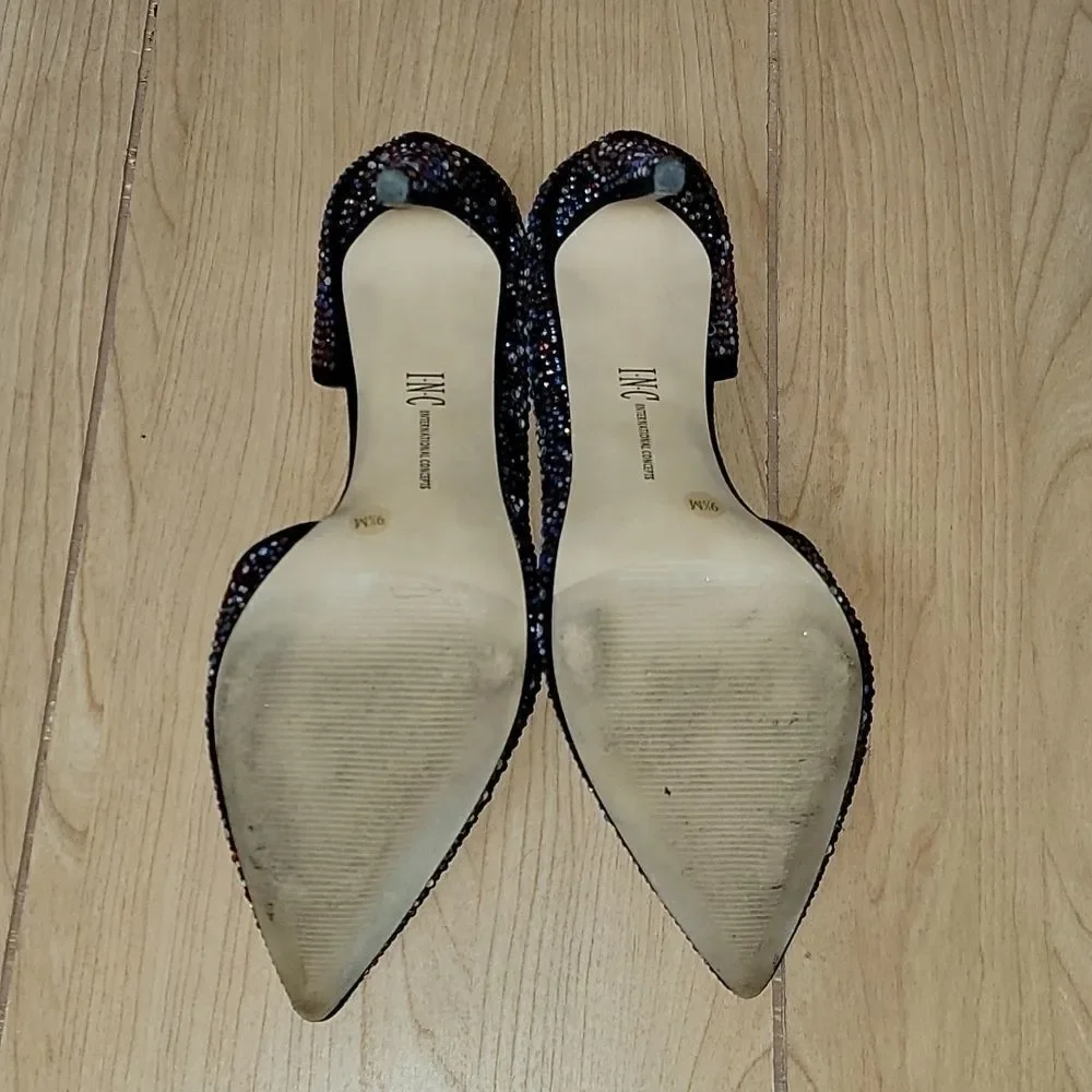 𝅺INC INTERNATIONAL CONCEPTS KENJAY D'ORSAY BLACK SEQUINED PUMPS, SIZE 9.5